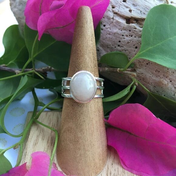 Natural Pink Morganite Sterling Silver Ring Size 7 - Picture 3 of 7